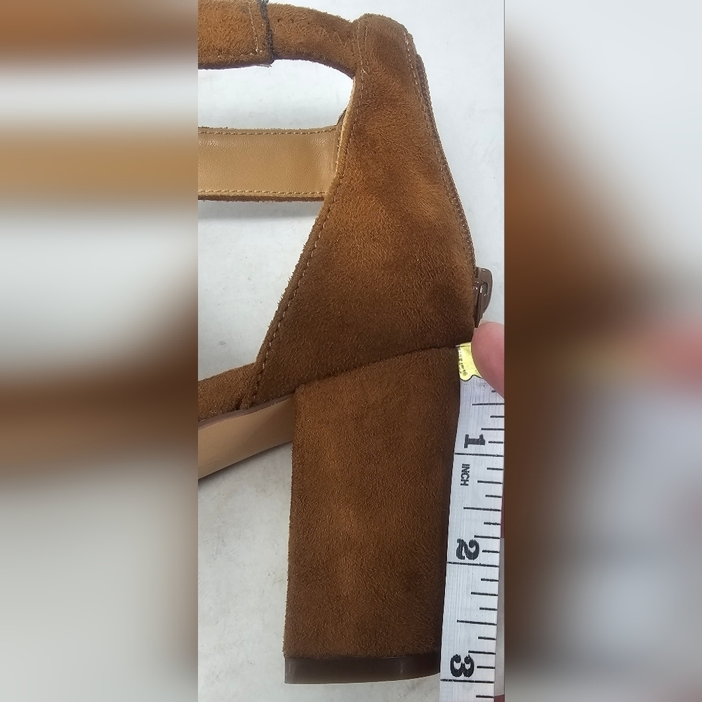 Comfort View WMNS Darlene Brown Faux Suede Chunky Heel Braided Zip Sandal SZ 9WW - Picture 13 of 14